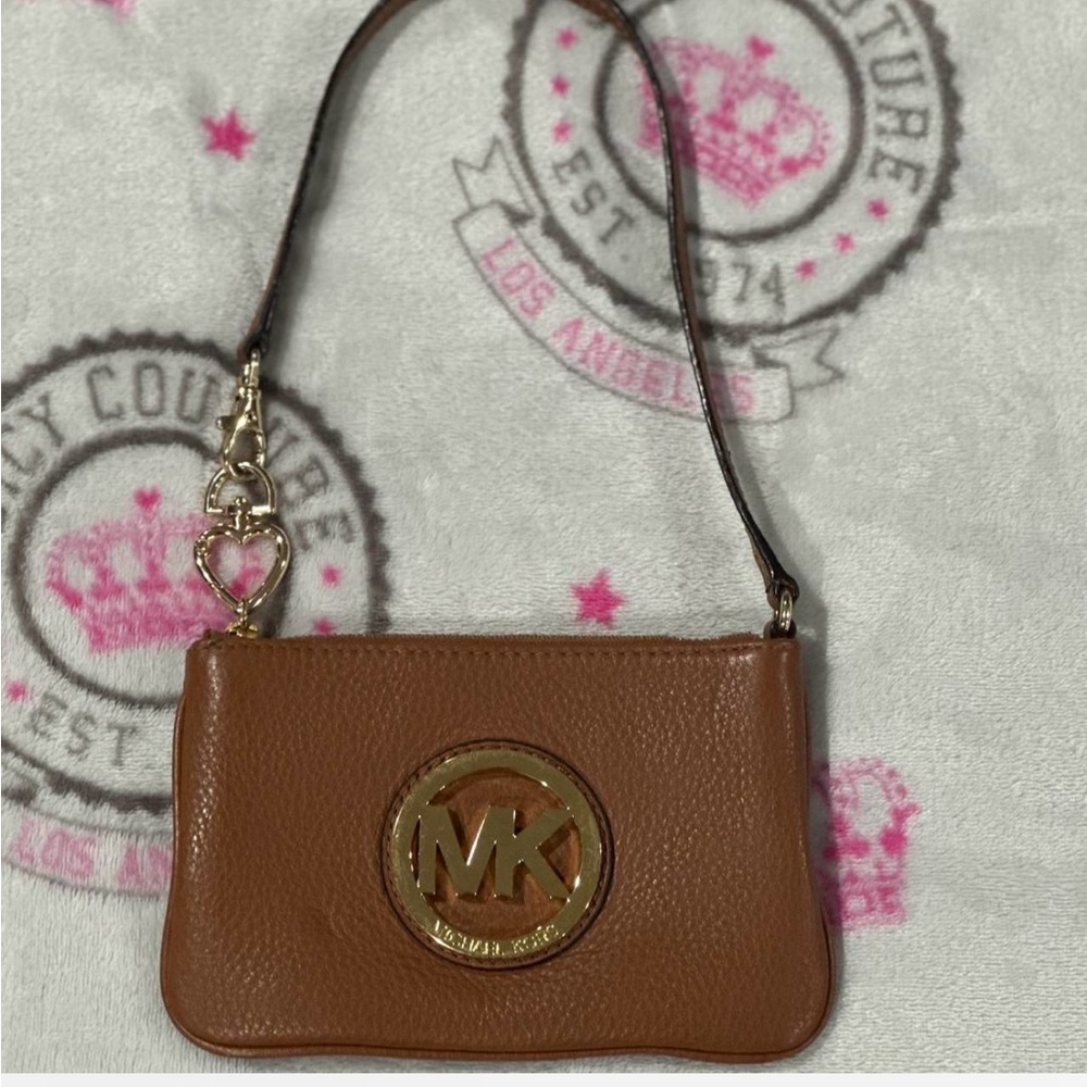 Michael Kors Tan Wristlet with Gold Accents